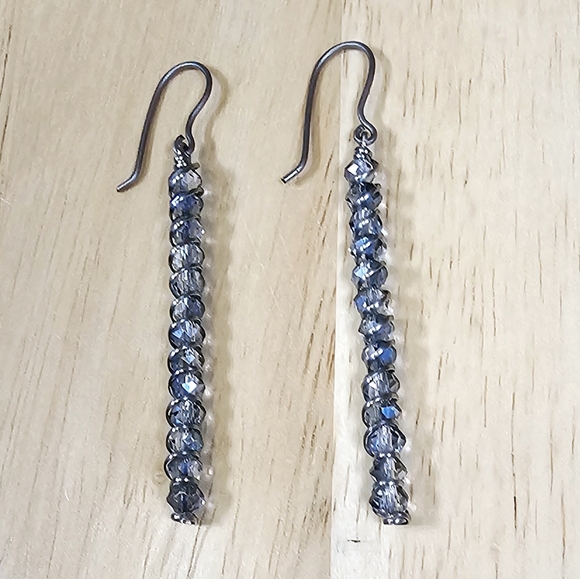 Blue Gem Dangle Earrings - Picture 3 of 4